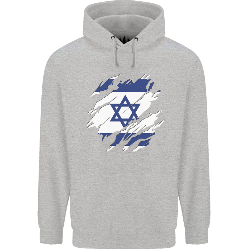 Torn Israel Flag Israeli Day Football Childrens Kids Hoodie Sports Grey