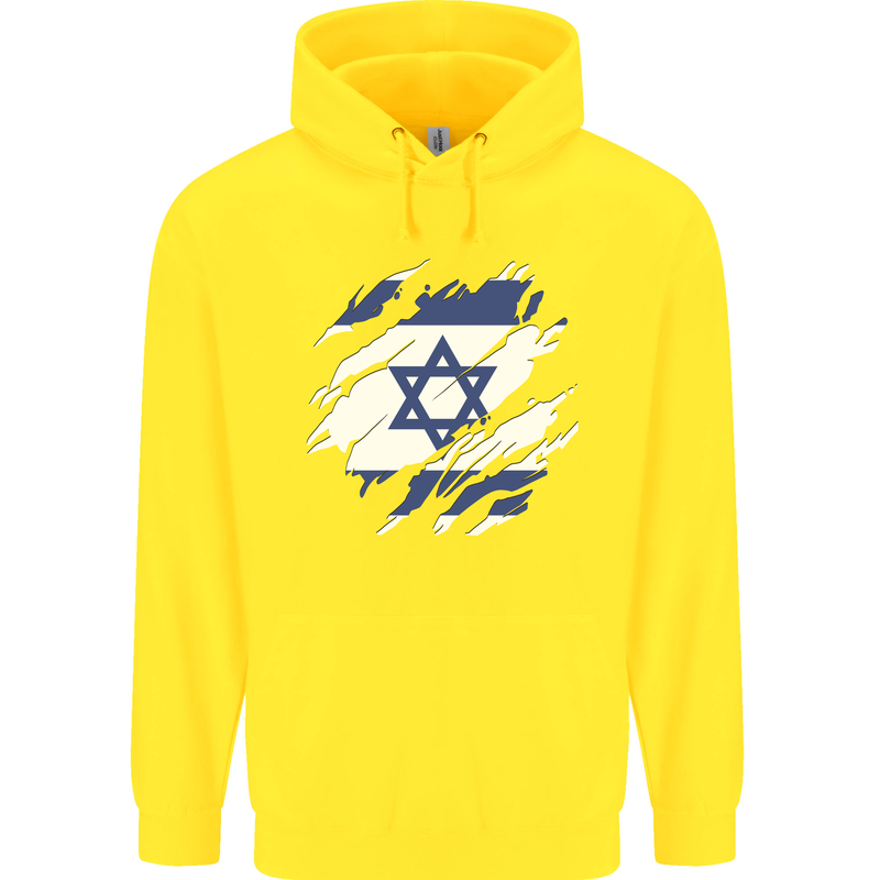 Torn Israel Flag Israeli Day Football Childrens Kids Hoodie Yellow