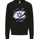 Torn Israel Flag Israeli Day Football Kids Sweatshirt Jumper Black