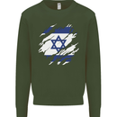 Torn Israel Flag Israeli Day Football Kids Sweatshirt Jumper Forest Green
