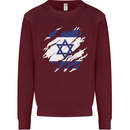 Torn Israel Flag Israeli Day Football Kids Sweatshirt Jumper Maroon