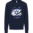 Torn Israel Flag Israeli Day Football Kids Sweatshirt Jumper Navy Blue
