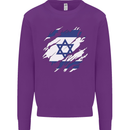 Torn Israel Flag Israeli Day Football Kids Sweatshirt Jumper Purple