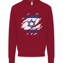 Torn Israel Flag Israeli Day Football Kids Sweatshirt Jumper Red