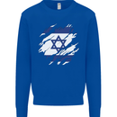 Torn Israel Flag Israeli Day Football Kids Sweatshirt Jumper Royal Blue