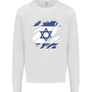 Torn Israel Flag Israeli Day Football Kids Sweatshirt Jumper White