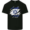 Torn Israel Flag Israeli Day Football Kids T-Shirt Childrens Black