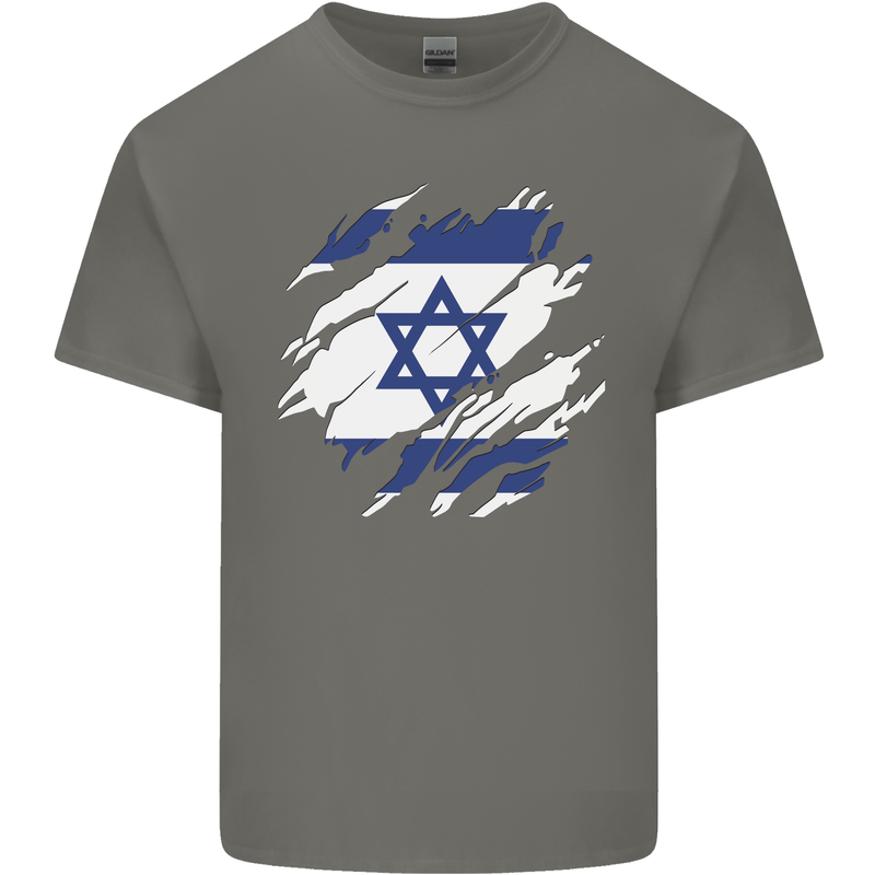Torn Israel Flag Israeli Day Football Kids T-Shirt Childrens Charcoal