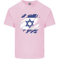 Torn Israel Flag Israeli Day Football Kids T-Shirt Childrens Light Pink