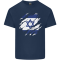 Torn Israel Flag Israeli Day Football Kids T-Shirt Childrens Navy Blue