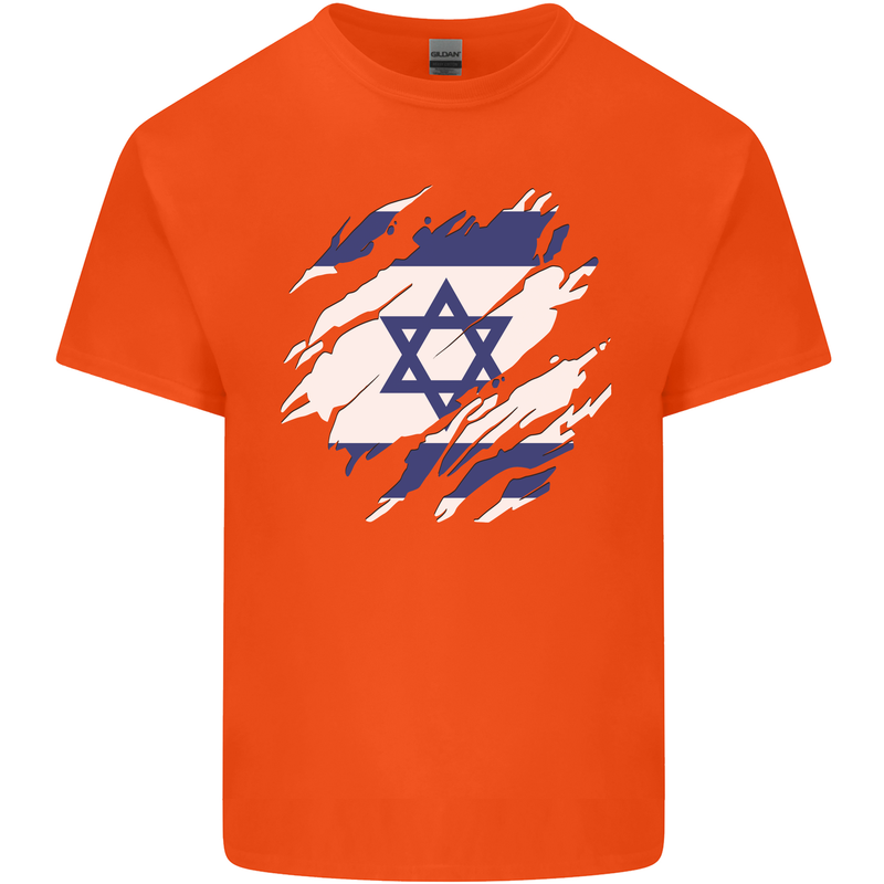 Torn Israel Flag Israeli Day Football Kids T-Shirt Childrens Orange