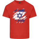 Torn Israel Flag Israeli Day Football Kids T-Shirt Childrens Red