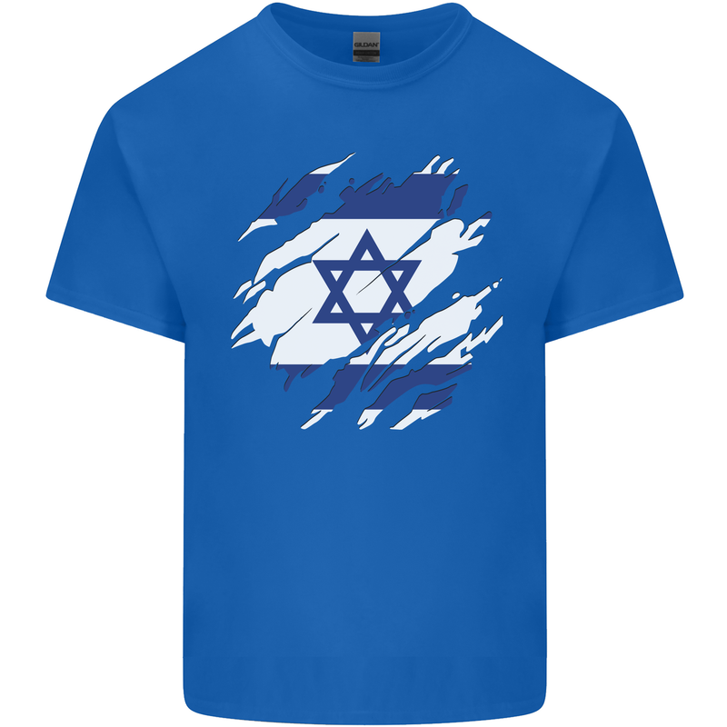 Torn Israel Flag Israeli Day Football Kids T-Shirt Childrens Royal Blue