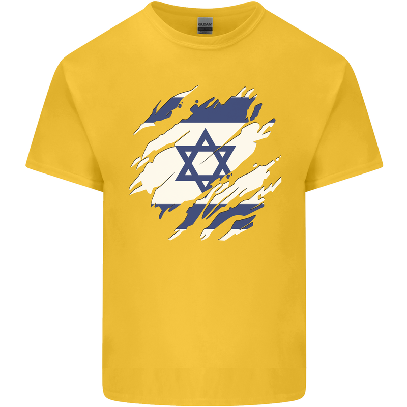 Torn Israel Flag Israeli Day Football Kids T-Shirt Childrens Yellow