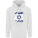 Torn Israel Flag Israeli Day Football Mens 80% Cotton Hoodie White