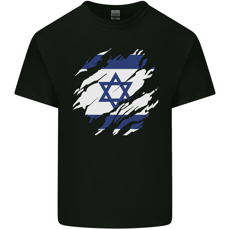 Torn Israel Flag Israeli Day Football Mens Cotton T-Shirt Tee Top Black