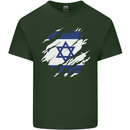 Torn Israel Flag Israeli Day Football Mens Cotton T-Shirt Tee Top Forest Green
