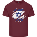 Torn Israel Flag Israeli Day Football Mens Cotton T-Shirt Tee Top Maroon