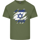Torn Israel Flag Israeli Day Football Mens Cotton T-Shirt Tee Top Military Green