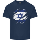 Torn Israel Flag Israeli Day Football Mens Cotton T-Shirt Tee Top Navy Blue