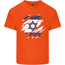 Torn Israel Flag Israeli Day Football Mens Cotton T-Shirt Tee Top Orange