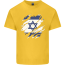 Torn Israel Flag Israeli Day Football Mens Cotton T-Shirt Tee Top Yellow