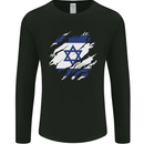 Torn Israel Flag Israeli Day Football Mens Long Sleeve T-Shirt Black