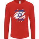 Torn Israel Flag Israeli Day Football Mens Long Sleeve T-Shirt Red