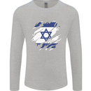 Torn Israel Flag Israeli Day Football Mens Long Sleeve T-Shirt Sports Grey