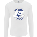 Torn Israel Flag Israeli Day Football Mens Long Sleeve T-Shirt White