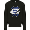 Torn Israel Flag Israeli Day Football Mens Sweatshirt Jumper Black