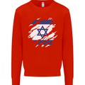 Torn Israel Flag Israeli Day Football Mens Sweatshirt Jumper Bright Red