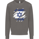 Torn Israel Flag Israeli Day Football Mens Sweatshirt Jumper Charcoal