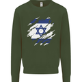 Torn Israel Flag Israeli Day Football Mens Sweatshirt Jumper Forest Green