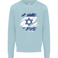 Torn Israel Flag Israeli Day Football Mens Sweatshirt Jumper Light Blue