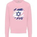Torn Israel Flag Israeli Day Football Mens Sweatshirt Jumper Light Pink