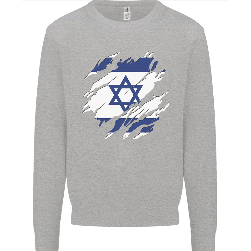 Torn Israel Flag Israeli Day Football Mens Sweatshirt Jumper Sports Grey