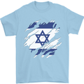 Torn Israel Flag Israeli Day Football Mens T-Shirt 100% Cotton Light Blue