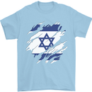 Torn Israel Flag Israeli Day Football Mens T-Shirt 100% Cotton Light Blue