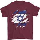 Torn Israel Flag Israeli Day Football Mens T-Shirt 100% Cotton Maroon