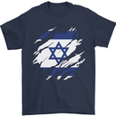 Torn Israel Flag Israeli Day Football Mens T-Shirt 100% Cotton Navy Blue