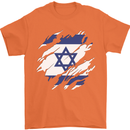 Torn Israel Flag Israeli Day Football Mens T-Shirt 100% Cotton Orange