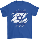 Torn Israel Flag Israeli Day Football Mens T-Shirt 100% Cotton Royal Blue
