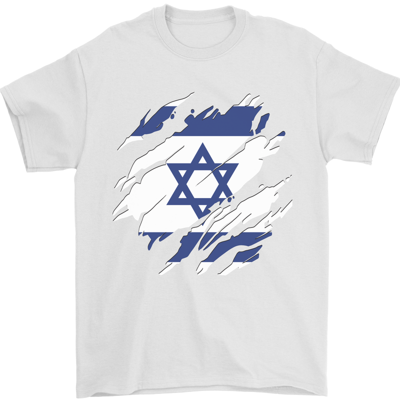 Torn Israel Flag Israeli Day Football Mens T-Shirt 100% Cotton White
