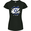 Torn Israel Flag Israeli Day Football Womens Petite Cut T-Shirt Black