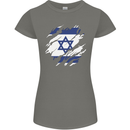Torn Israel Flag Israeli Day Football Womens Petite Cut T-Shirt Charcoal