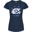 Torn Israel Flag Israeli Day Football Womens Petite Cut T-Shirt Navy Blue