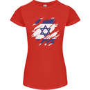 Torn Israel Flag Israeli Day Football Womens Petite Cut T-Shirt Red