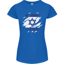 Torn Israel Flag Israeli Day Football Womens Petite Cut T-Shirt Royal Blue