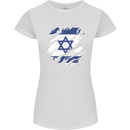 Torn Israel Flag Israeli Day Football Womens Petite Cut T-Shirt White